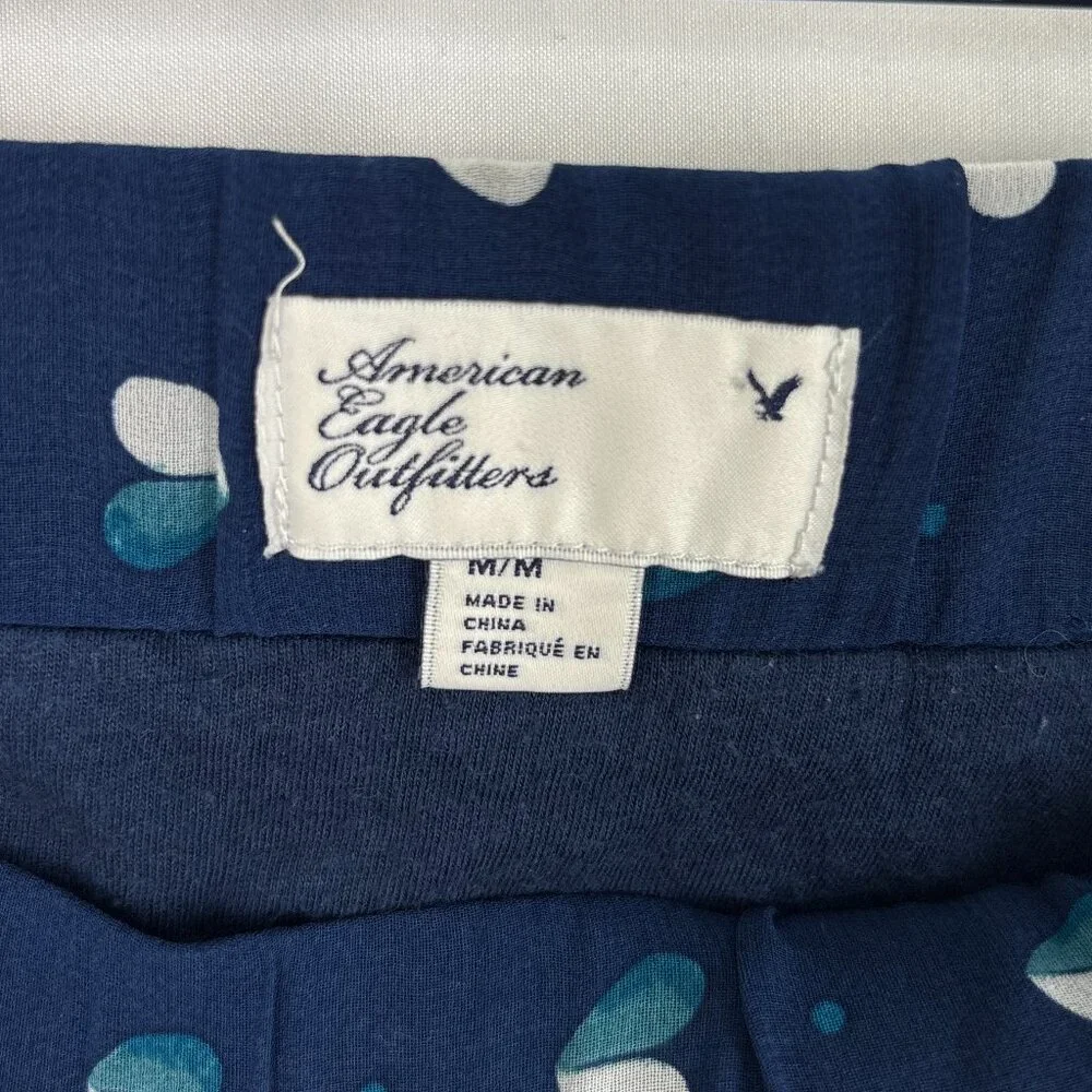 American Eagle Mini Skirt Women’s Medium Blue Heart Print Pleated‎ Flowy